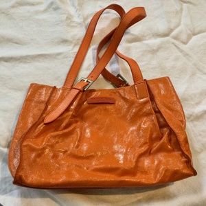 Tosca Blu Leather shoulder bag in a shiny burnt orange made in Italy